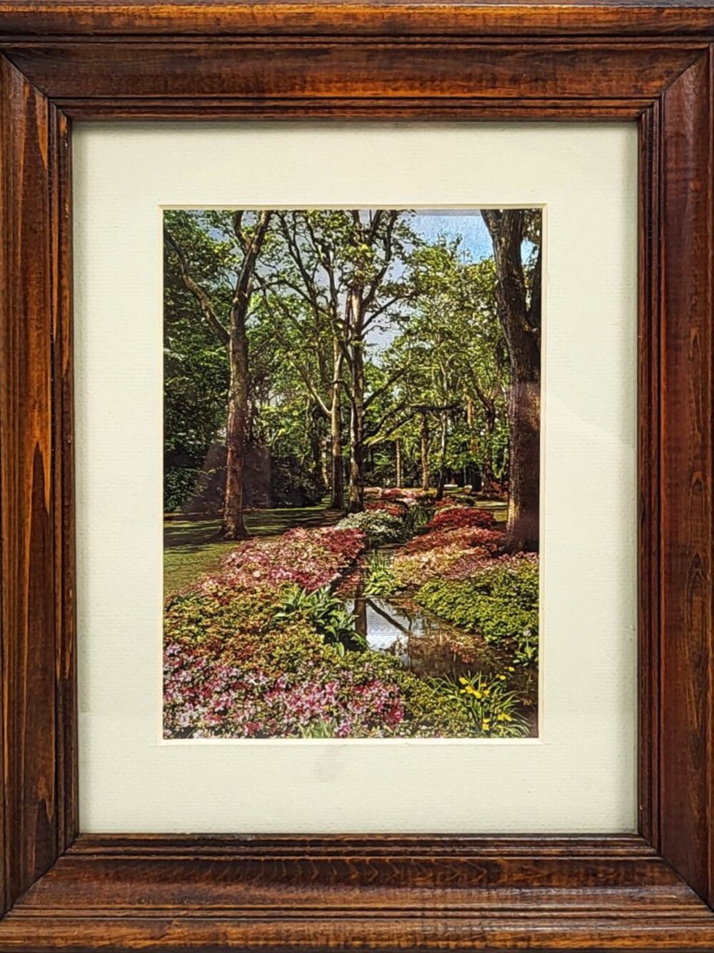 Vtg Dufex Foil Print Art Lithograph W5446M Solid Wood Frame Park Warren England